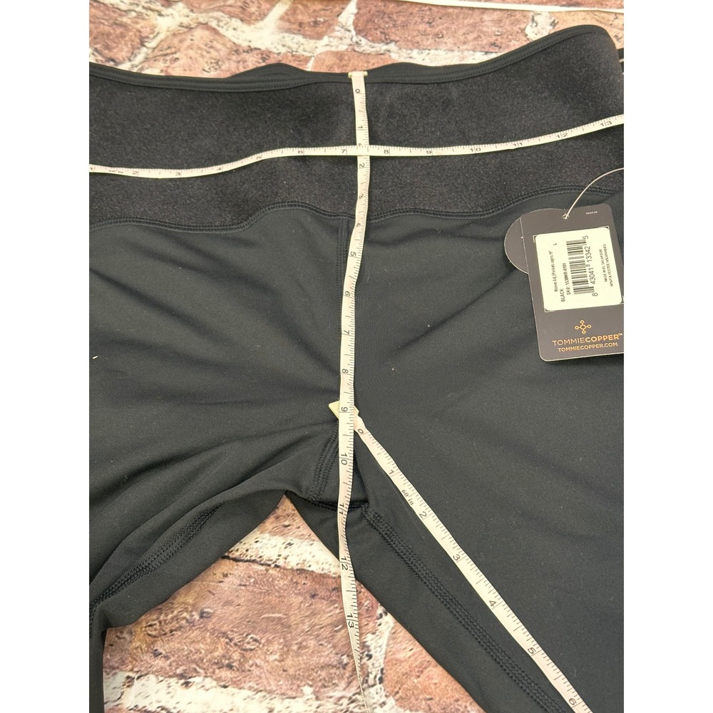 Tommie Copper Women Adj 2Pockets Capris 19" Black Compression Leggings - Picture 14 of 16